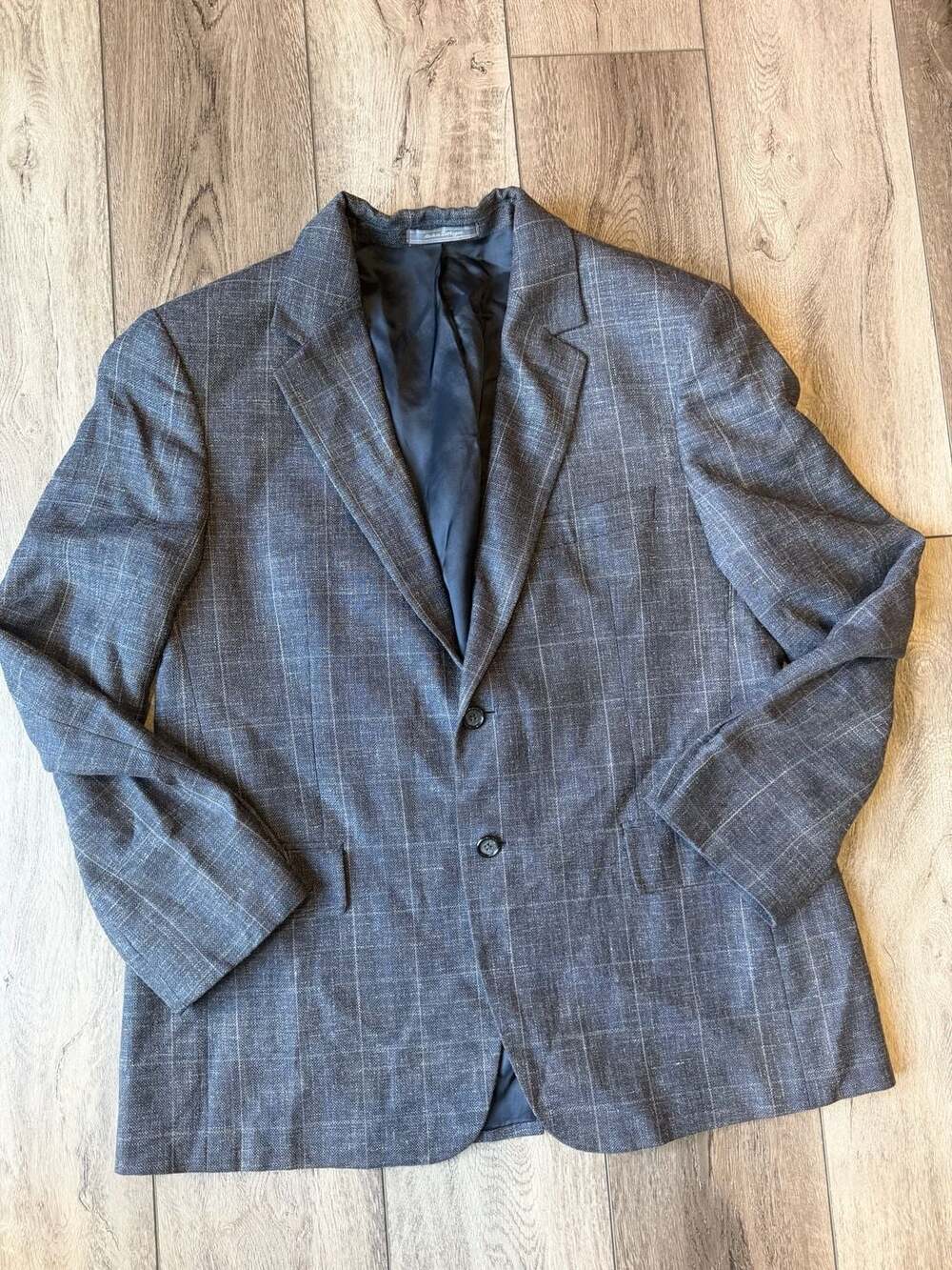 Talbots Vintage Eclectic Men's Plaid Wool Silk Flax Blazer Size 42S
